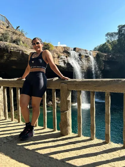 A beautiful 1.5 km trek to Krangshuri waterfall in Meghalaya. Staying active even on vacation.