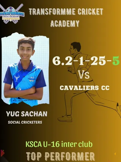 Yug Sachan's outstanding bowling performance, taking 5 wickets for just 25 runs in the KSCA U-16 inter-club match. His ability to dismantle the opposition's batting lineup was a game-changer.