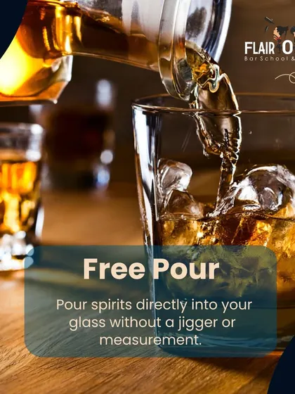Let's talk about "Free Pour." This is a technique where a bartender pours spirits directly into a glass without using a jigger for measurement. It requires skill and practice to do accurately.