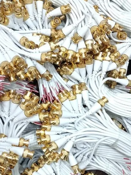 A large bundle of BNC connectors with wiring. I prepare these myself to ensure strong and reliable connections for every camera.