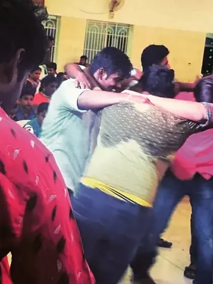 That moment in the night when everyone comes together for a group dance. Pure joy and celebration captured in one frame.