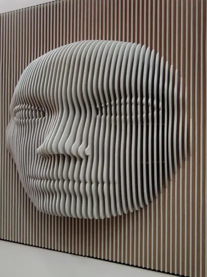 This is a custom wall art piece I created using layers of MDF. This kind of 3D parametric paneling adds a unique, sculptural element to a room and serves as a conversation starter.