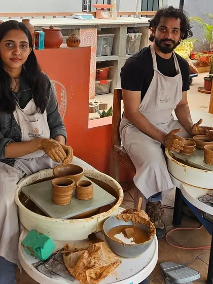 A perfect weekend activity for couples. This pair enjoyed a one-day workshop, learning the basics of both wheel pottery and hand-building together.