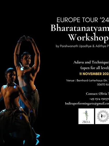 We are thrilled to announce our Europe Tour '24 workshop in Cologne, Germany. This session is open to all levels and will focus on Adavu and techniques, organized in collaboration with local artists.