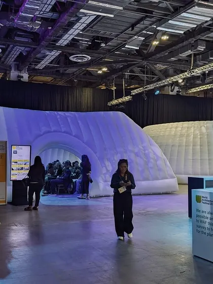The unique inflatable "crit rooms" at the World Architecture Festival in Singapore.