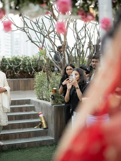 The groom's perspective of the bridal entry. Capturing his reaction is one of our favorite parts of the 'first look'.