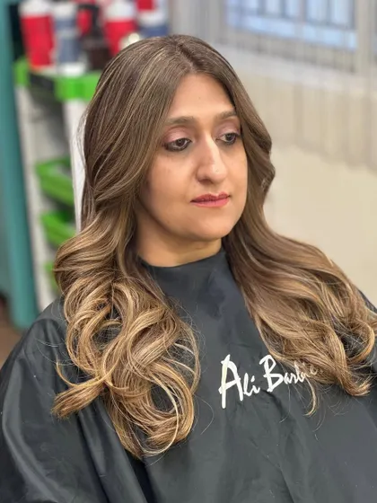 Another angle of this stunning blonde transformation.