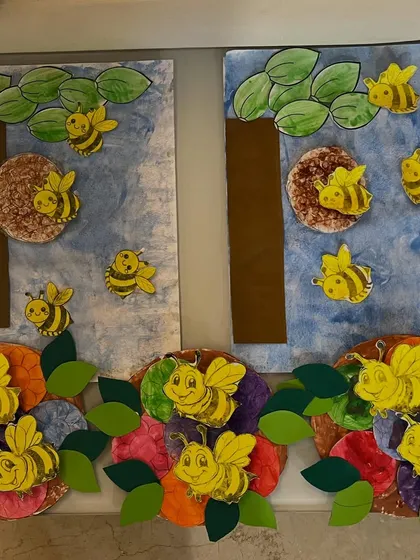 The fantastic final display from our "Busy Bee" week. I love showcasing the children's collective work, which gives them a huge sense of accomplishment.