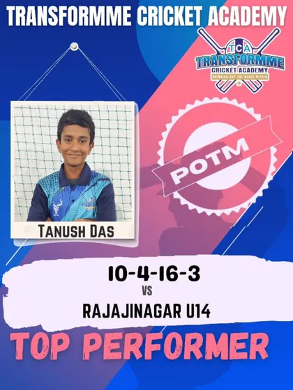 Tanush Das, named Player of the Match for his brilliant 3-wicket spell in a U-14 match.