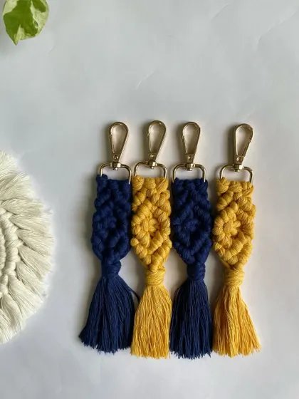 These yellow and blue keychains were for a custom order. I love how the colors look together.