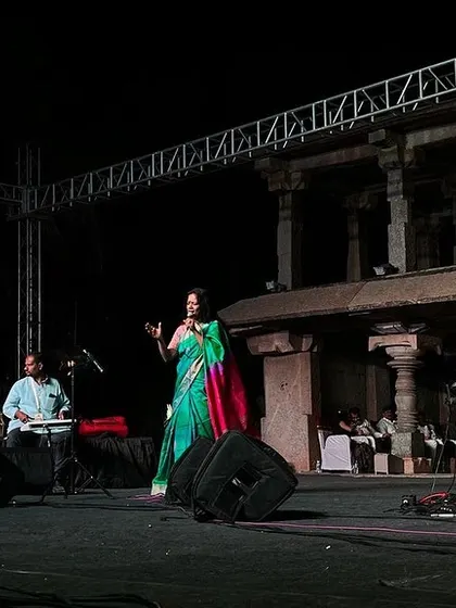 Performing at the magnificent Hampi Utsav, with the ancient stone architecture as our witness. The history and energy of this place add a unique depth to every note sung on its stage.