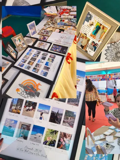 A collage of moments from my flea market stall. From the detailed art pieces to the curious visitors, it was an experience I'll never forget.