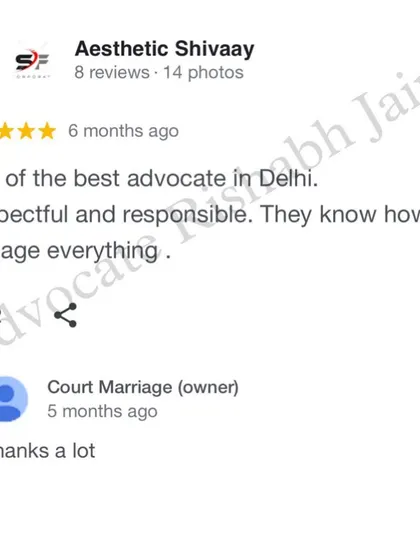This review calls me one of the best advocates in Delhi, noting my respectful and responsible approach. Knowing how to manage everything for my clients is a key part of my service.