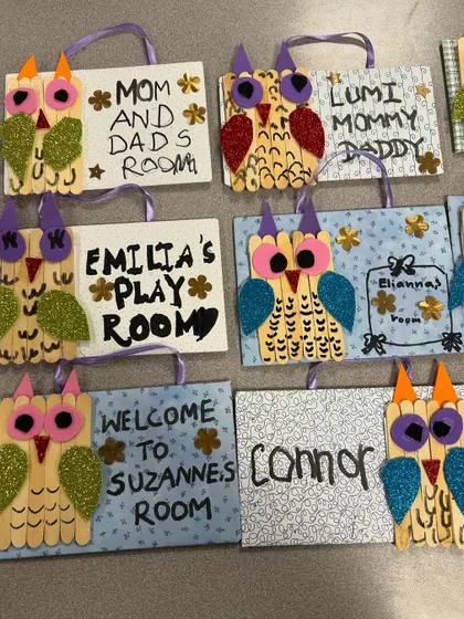 More of the adorable popsicle stick owl nameplates. They make such a fun and personal room decoration.