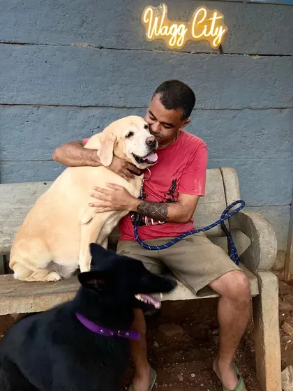 This is the same photo of me with Cookie, but it's a moment worth seeing twice. Saying goodbye is hard, but finding them a home is the goal.