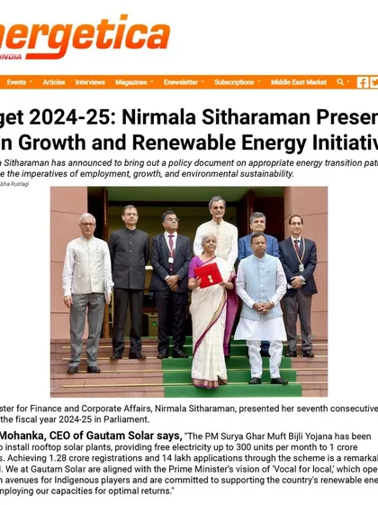 Energetica India quotes our CEO on the PM Surya Ghar Muft Bijli Yojana, a key initiative from the Union Budget. We are committed to supporting the country's renewable energy goals through this scheme.