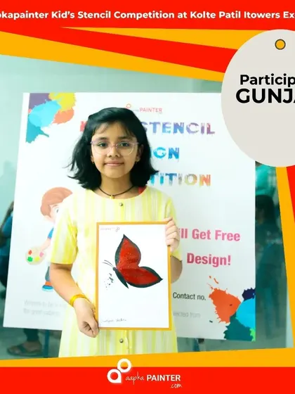 Gunjan's vibrant red butterfly was a standout at our Kids Stencil Competition. It's wonderful to see such young talent expressing themselves through art.