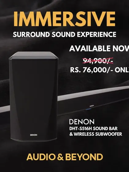 The Denon DHT-S516H soundbar and wireless subwoofer deliver an immersive, high-resolution audio experience. It supports Dolby Digital and DTS surround sound formats and can be controlled with your voice via Amazon Alexa.
