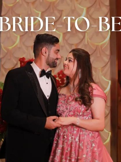 A picture-perfect moment from an engagement ceremony. The bride's soft glam makeup was designed to be timeless and photograph beautifully.