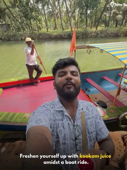 A boat ride in Gokarna is the perfect way to freshen up. Here is one of our travellers enjoying some kokum juice while cruising along the coast. It is these small, local experiences that make our trips special.