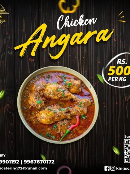 Our Chicken Angara gravy is known for its smoky flavor and spicy kick. It's a fantastic main course that pairs well with any Indian bread or rice.