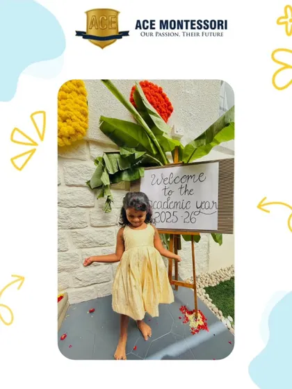 Welcome to the new academic year. A smiling child marks her first day of school, ready to embark on a new journey of learning, friendship, and discovery.