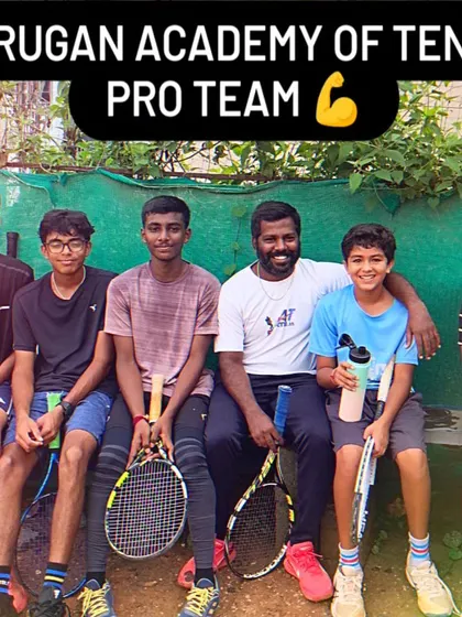 Our Pro Team, a group of dedicated young players in our high-performance batch, with their coach. This is the future of tennis.