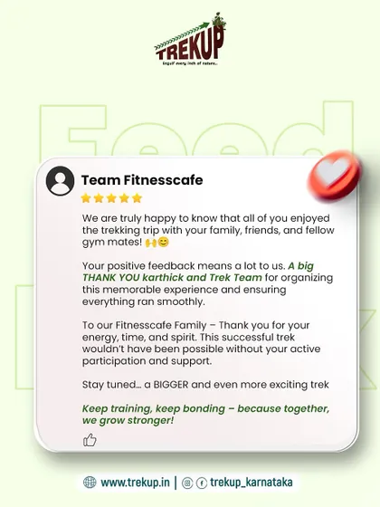 A thank you note from Team Fitnesscafe after a memorable trekking experience. I love organizing trips for private groups, families, and friends.
