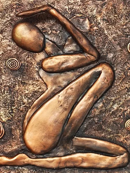 Explore the beauty of three-dimensional art with our relief work courses. This piece, with its intricate textures and metallic bronze finish, shows how you can turn a flat surface into a sculptural masterpiece for your walls.