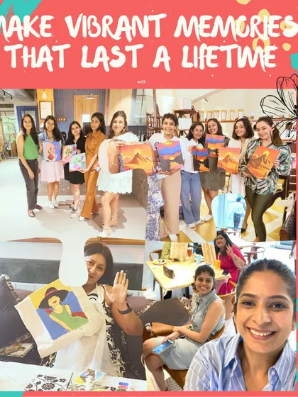 A vibrant collage showcasing the fun of our paint parties for birthdays and get-togethers. We can turn any event into a colorful, creative, and unforgettable experience.
