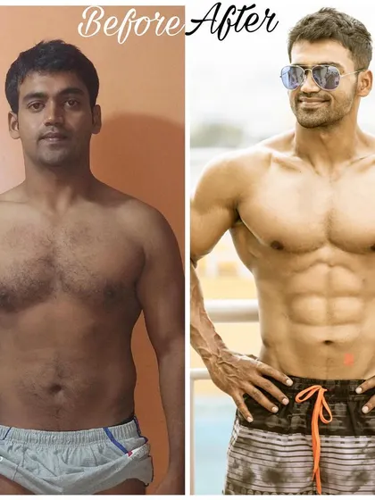 The full before-and-after comparison of my client's journey from a regular build to a competition-ready physique.