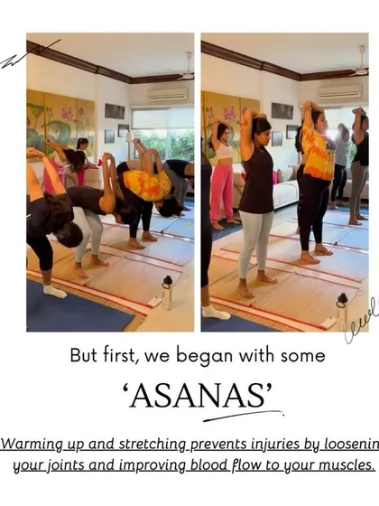 We always begin our Hula Hoop workshops with some Asanas. Warming up and stretching is key to preventing injuries and preparing the body to move.