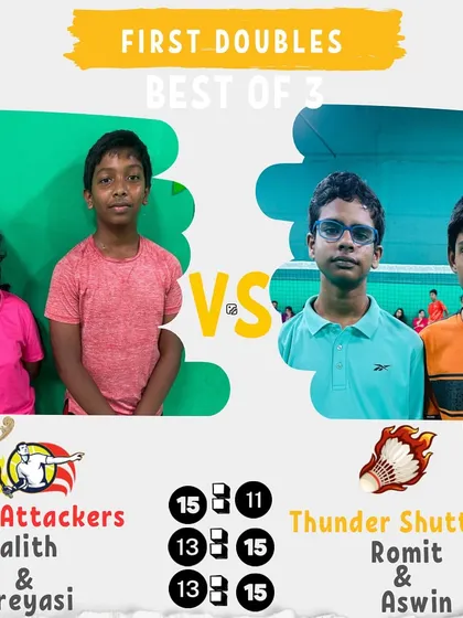 A First Doubles match from Day 4. A hard-fought victory for the Thunder Shuttlers.
