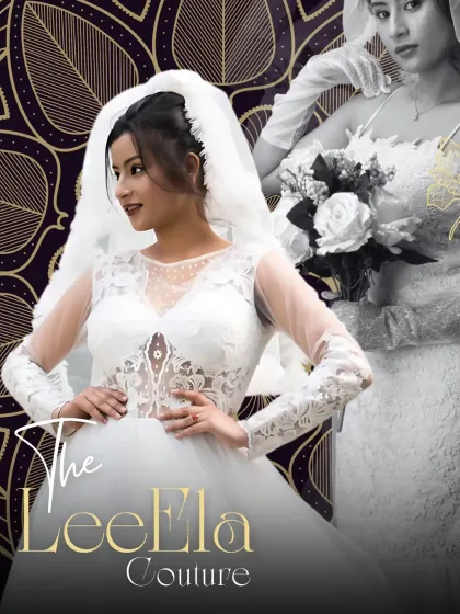 For the modern bride, I design elegant Western wedding gowns like this one. This piece features delicate lace work on the bodice and sleeves, flowing into a classic A-line skirt. It’s all about creating a timeless look for your special day.