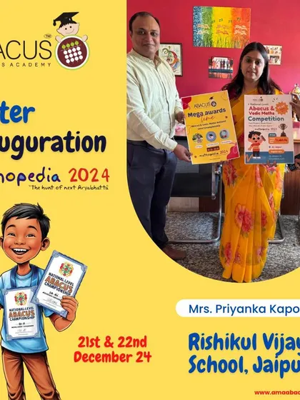 With Mrs. Priyanka Kapoor of Rishikul Vijay School, Jaipur, for the poster inauguration.