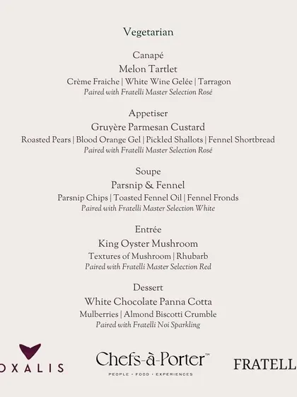 The vegetarian counterpart to the Christmas menu. It features elegant dishes such as Gruyère Parmesan Custard and a King Oyster Mushroom entrée.