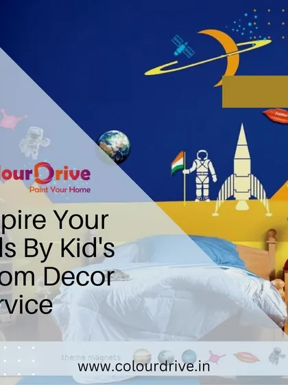 This promotional image showcases our 'Chandrayaan' space theme for a kid's room. We can create inspiring murals with rockets, astronauts, and planets to encourage curiosity and dreams of exploration.