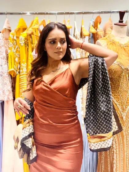 Styled this shift dress in a rich chocolate brown, my twist on the Pantone color of the year. The silky fabric and simple silhouette make it effortlessly chic, especially when paired with a contrasting scarf.
