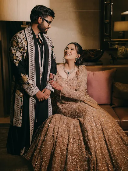 A quiet, intimate portrait of the couple during their Sufi night. Their connection is beautifully captured here.