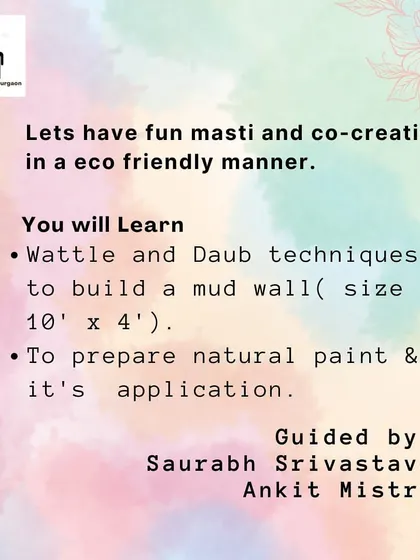 A look at the skills taught at our August meet-up. Participants learned Wattle and Daub techniques to build a mud wall and how to prepare and apply natural paint.