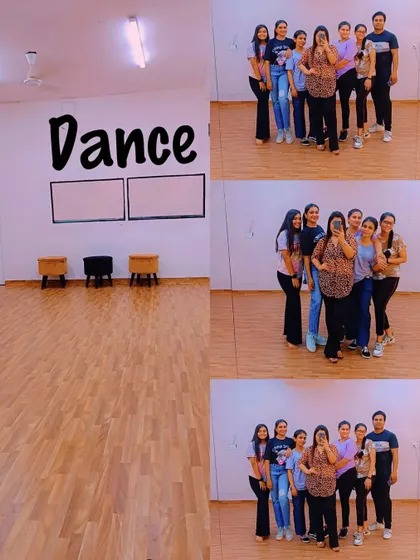 Our fan-favorite group! A collage showing our students and the fun, spacious layout of our Kalkaji studio.