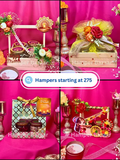 More of our festive Diwali hampers that start at ₹275. We use creative packaging like decorative carts and gift bags to make even our most affordable options feel special and unique.