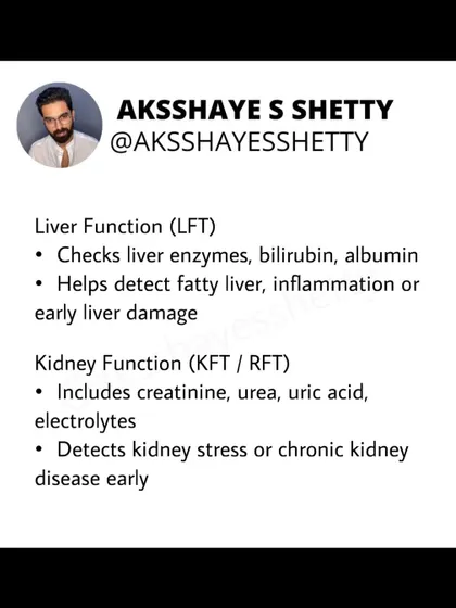 Liver Function Tests (LFT) and Kidney Function Tests (KFT) are essential for monitoring your organ health. They help detect issues like fatty liver, inflammation, or kidney stress early on.