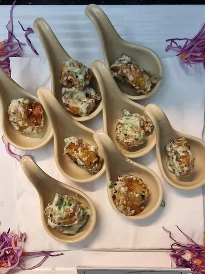 People who love to eat are always the best people. We serve our creamy potato bites in elegant spoons for a sophisticated touch.