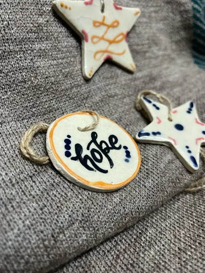My 'Hope' ornament set, which includes one affirmation piece and two matching stars.