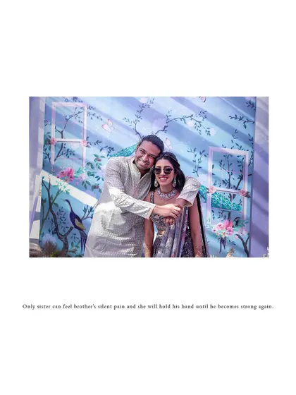 A sweet moment between siblings at a Mehendi or Sangeet event.