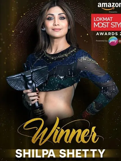 The official winner's graphic featuring our portrait of Shilpa Shetty. Our event photography package includes creating assets ready for digital promotion and press releases.