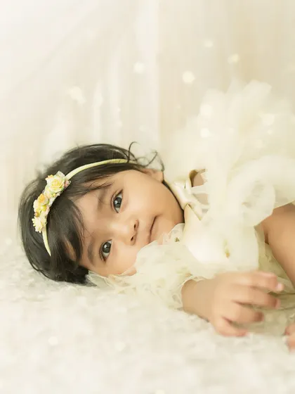 A quiet, soulful gaze. This beautiful close-up captures a moment of calm and serenity.
