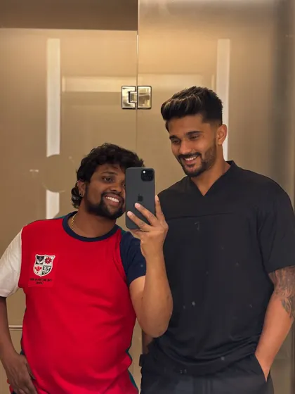 Celebrating a great performance by Nitish Kumar Reddy with a fresh cut.
