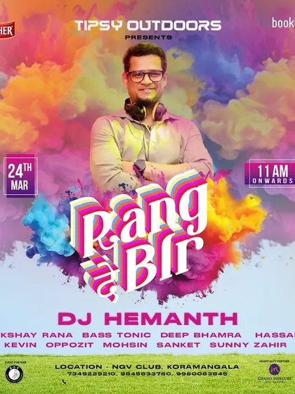 Here's the official poster for Rang De Blr, one of the classiest Holi parties in Bangalore. I was thrilled to perform an exclusive set alongside other top DJs from the city.